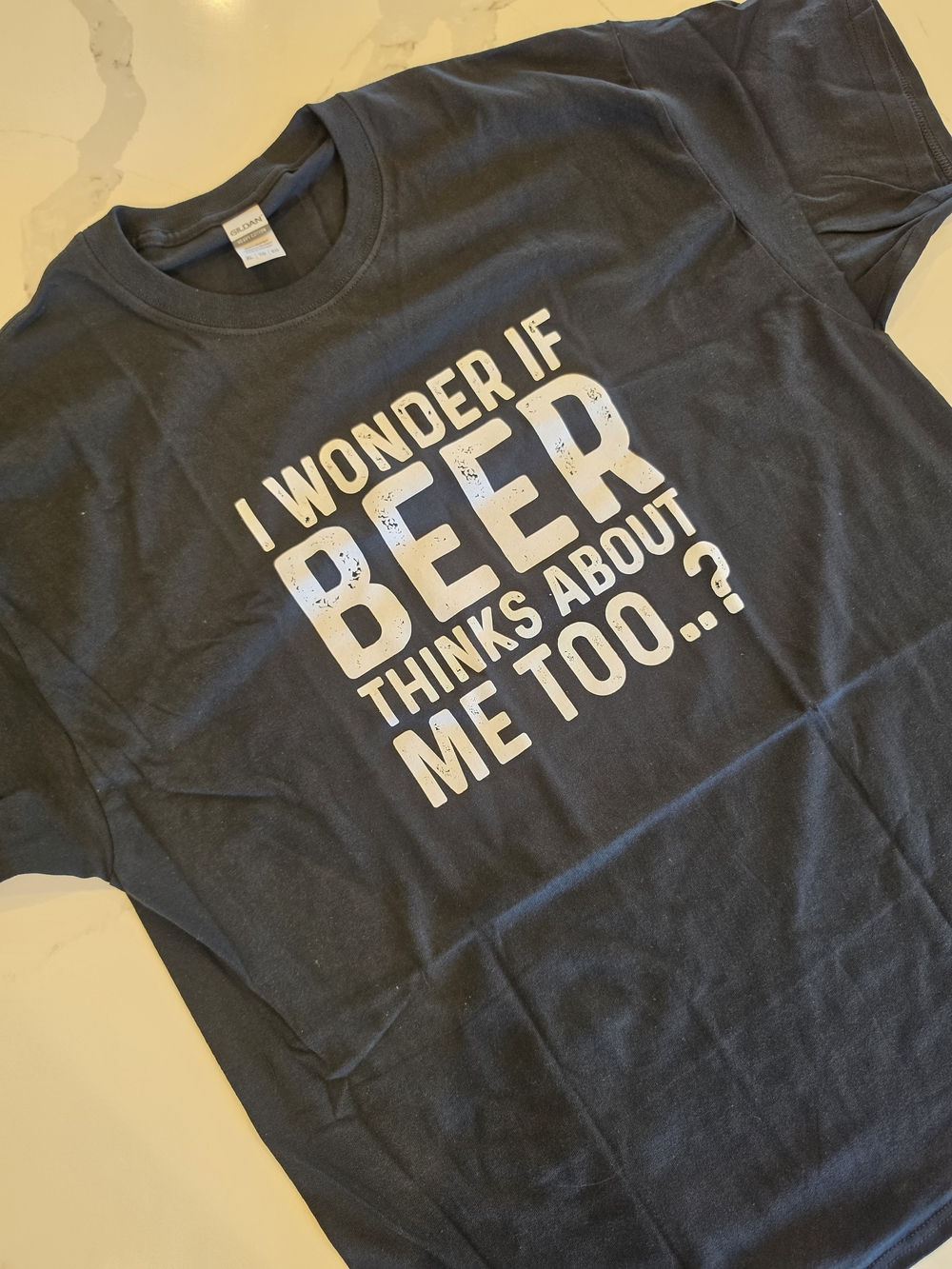 Graphic Tee - I Wonder If Beer Thinks About Me Too - Black - Men's XL - NEW